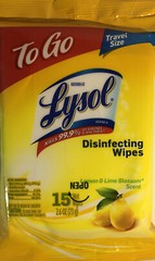 Lysol Wipes Travel Pack 1ea 15ct Pk Lemon & Lime Scent-Kills 99% Germs-SHIP 24HR