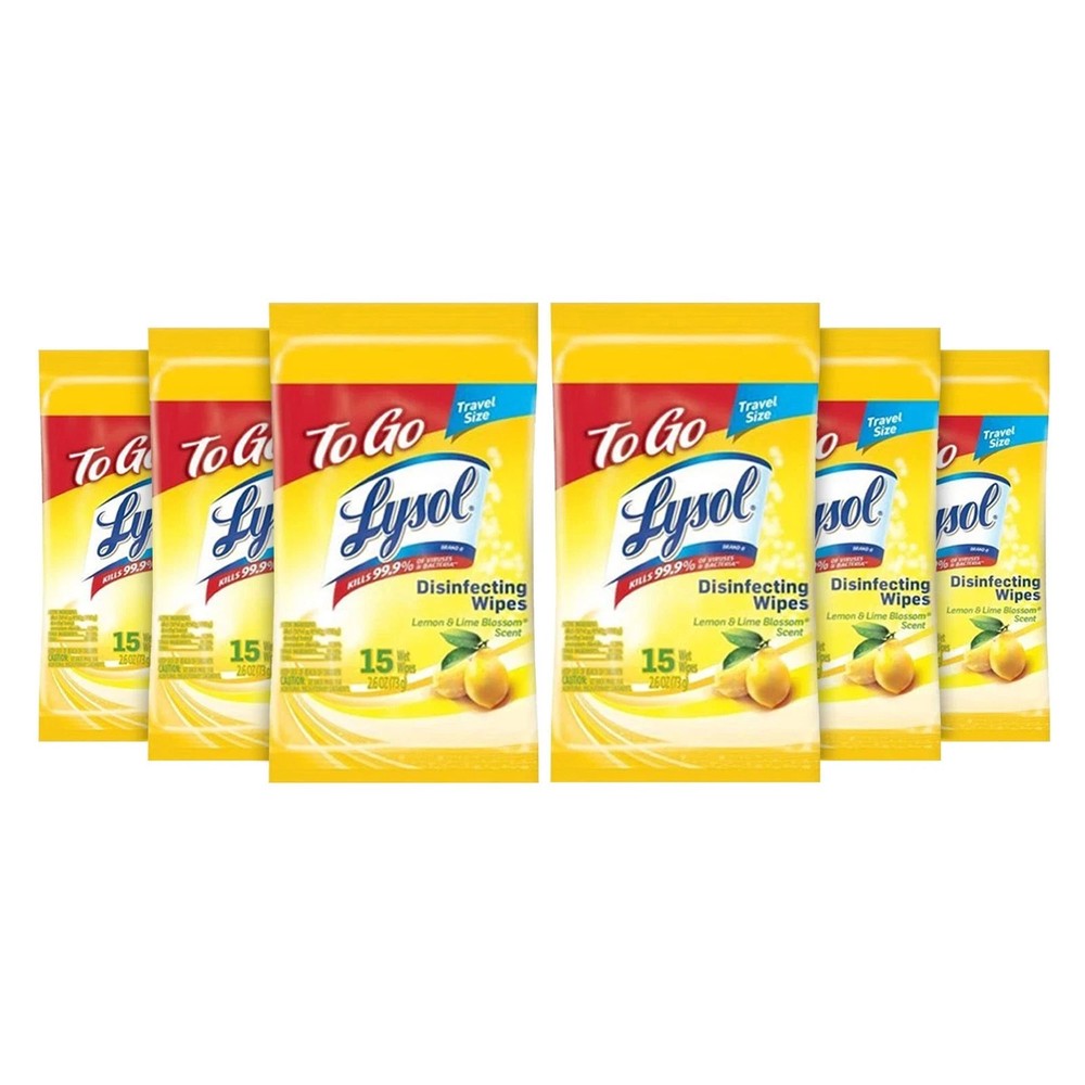 LYSOL Disinfecting Wipes – Lemon & Lime Blossom To-Go Flatpack 15 ct 48 Packs