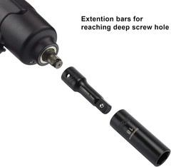 25PCS 1/2″ Drive Impact Socket Set, Deep, Cr-V Steel, 6 Point, Metric&Sae, 12Mm