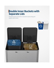 GarveeHome 60L/16 Gal Dual Compartment Trash Can, Stainless Steel Kitchen Gar…