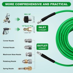 Sewer Jetter Kit for Pressure Washer,Water Jet Drain Cleaning 50 FT, Green