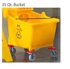 35 Qt. Mop Bucket Kit w/Side Press Wringer, Wet Floor Sign, Mop Head, & Handle
