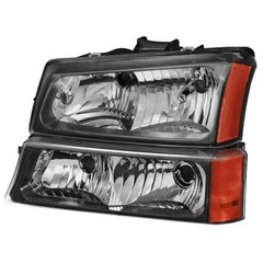 Front Black ABS Plastic Headlight Bumper Lamps For Silverado 1500 2003-2006