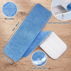 Reusable Microfiber Mop Pads, 6 Pack 18”x 6” Mop Head Replacement, Wet/Dry …