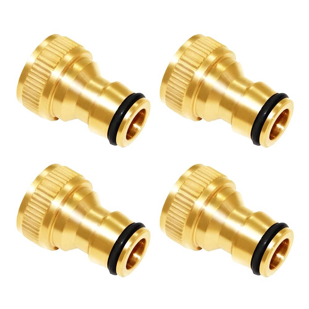 Joywayus 4Pcs G 1/2″ Female Brass Water Hose Pipe Female-4PCS, Gold