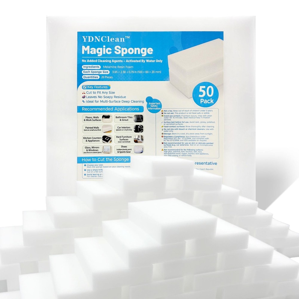 YDN Clean Magic Eraser Sponge, Water-Activated 3.94″ × 2.36″ × 0.79″, White