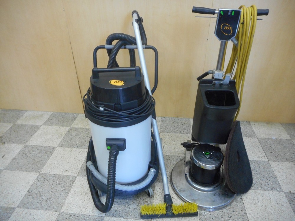Floor Strip and Wax Slow Speed Buffer + Wet Vac NSS Galaxy 20 and Alpha 16