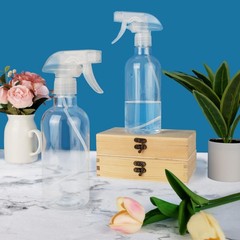 DIYSELF 2 Pack Spray Bottles for Cleaning 16.9 oz/500 ml Water 2-Pack, Clear