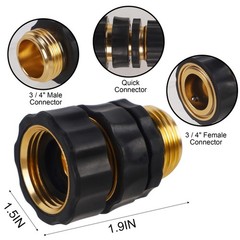 Biswing 3/4 Inch Garden Hose Quick Connector, Aluminum 8 Pack, Black, Golden