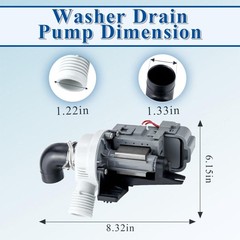 [Upgraded]W10536347 Washer Drain Pump Assembly, Exact for Whirl.pool Black