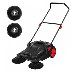 25.6 Inch Manual Push Floor Sweeper Walk-Behind Hand Push Sweeper for Patio