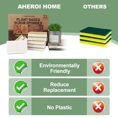Aheroi Natural Dish Sponge, 32 Count FSC Certified Plant-Based 32 Pcs, 32 Pcs