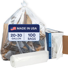 Plasticplace 20-30 Gallon Trash Bags 1.5 Mil Clear Heavy Duty Garbage Can