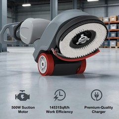 14″ Walk-behind Floor Scrubber Machine 15000 Sqft/h 4-gal Tank 18″ Suction