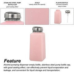 5pcs 8.5 Oz/250ml Alcohol Push Down Pump Dispenser Bottle Press, Pink