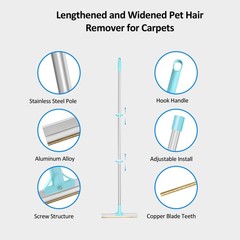 Gecauoea Carpet Rake for Pet Hair Removal 3-Section Dog 3-section Adjustable
