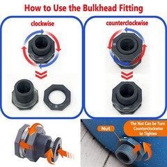 Qitdathn 4 PCS Rain Barrel Bulkhead Fitting kit 3/4″ (Diameter 25mm), Gray