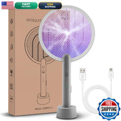 Electric Fly Swatter Racket Mosiller 2 In 1 Smart Bug Zapper Usb Rechargeable