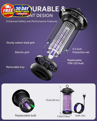 LED Bug Zapper Indoor Outdoor, Up to 50000 Hrs Lifespan New Black