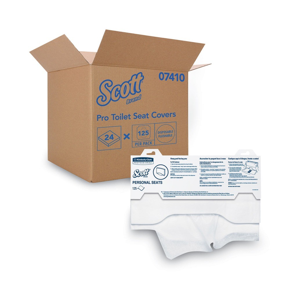 Scott 07410CT 15″ x 18″ Sanitary Toilet Seat Covers (125/Pk, 24 Pk/Ct) New