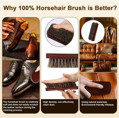 Professional 100% Horsehair Shoe Brush Premium Soft Horsehair Dauber Applicators