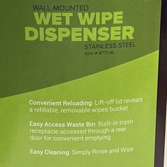Alpine Stainless Steel Wall Mounted Wet Wipe Dispenser # 4777-W ~ NEW