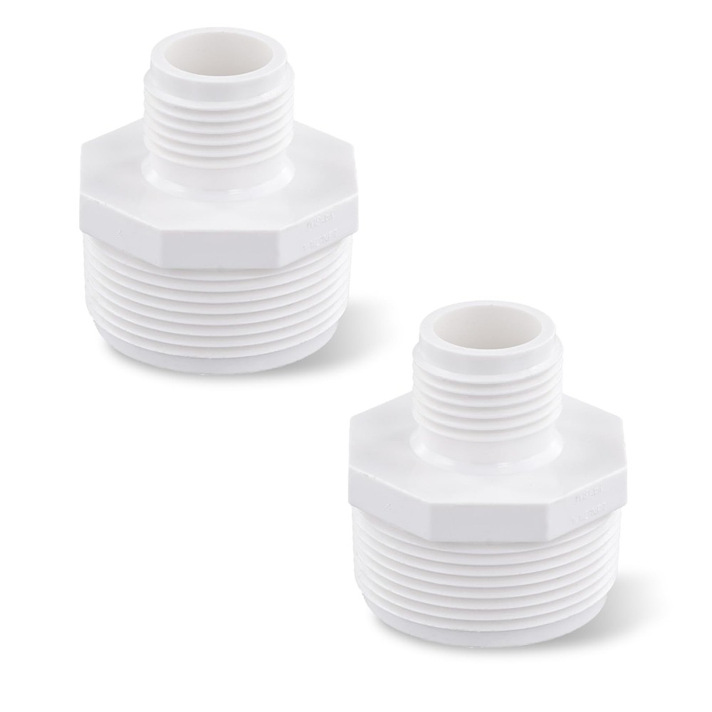 PEUTIER 2pcs PVC Garden Hose Adapters, Male 1.5″ M, as shown in the picture
