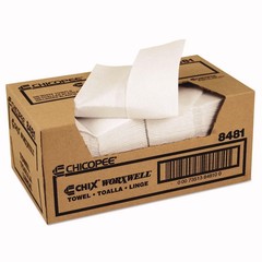 Chicopee 8481 13 in. x 15 in. Z Fold Durawipe Shop Towels – White (100/CT) New