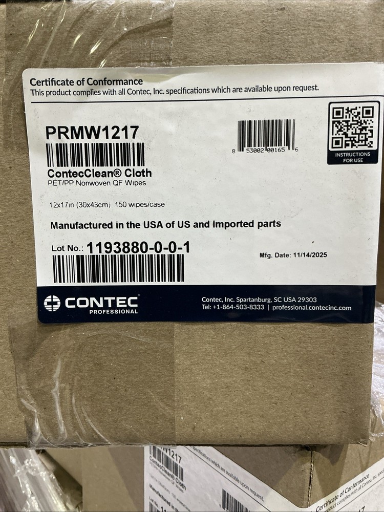 Contec PRMW1217 PET/PP Nonwoven QF Cleaning Wipes 12x17in 150 Multi-Surface