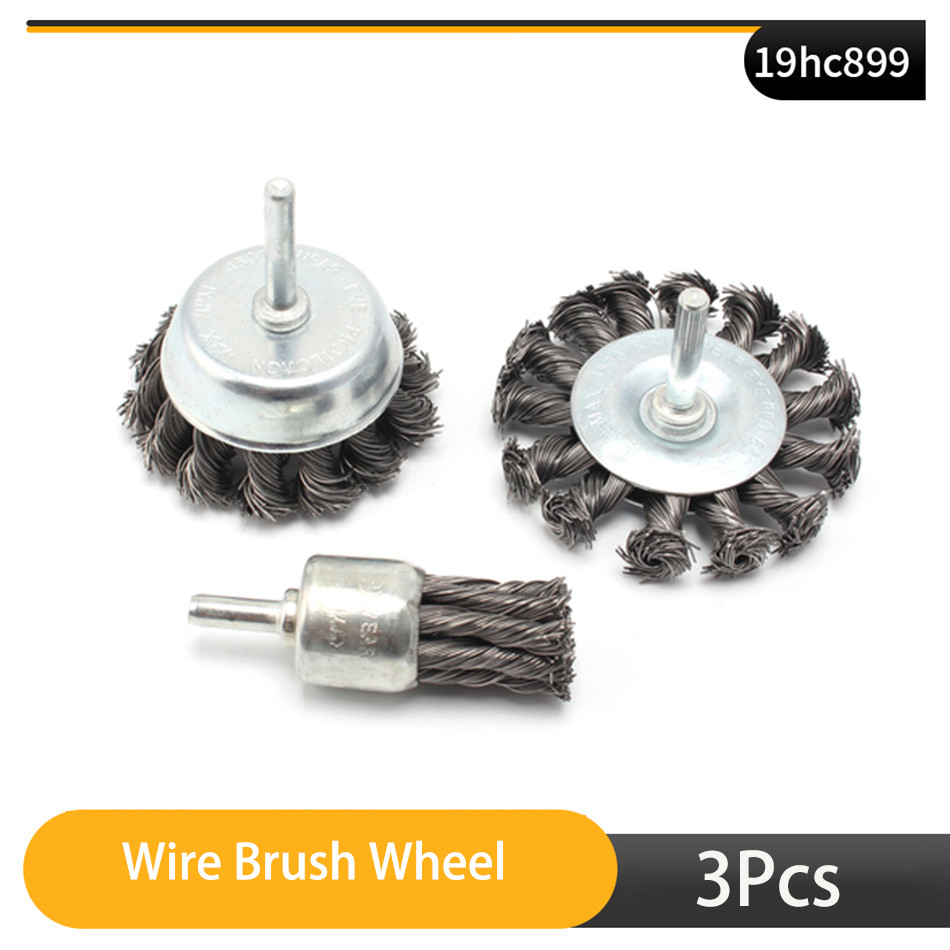 Wire Brush Wheel Cup Brush Set 3pcs,Wire Brush for Drill Coarse Carbon Steel