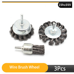 Wire Brush Wheel Cup Brush Set 3pcs,Wire Brush for Drill Coarse Carbon Steel