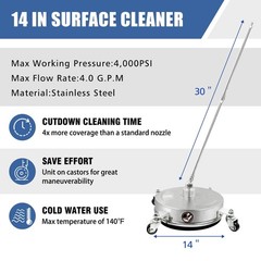 janz 14″ Pressure Washer Surface Cleaner 14 Inch Silvery White, silvery white