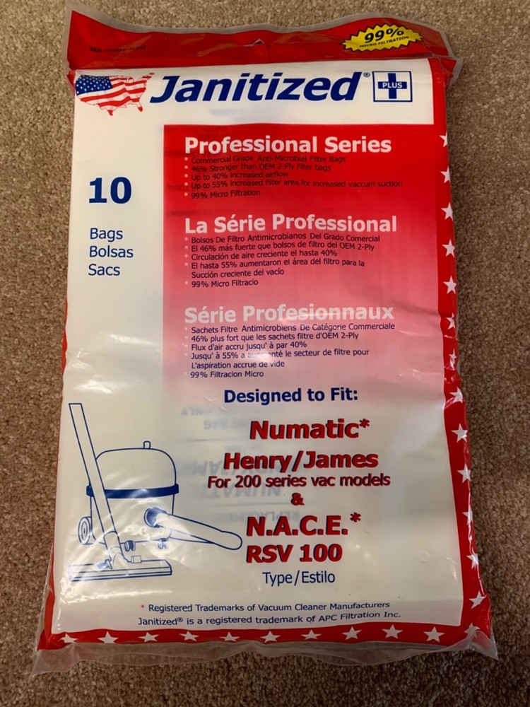 N.A.C.E. & Numatic BackPack Micron Filter RSV 130 Henry James Hetty 200 225 252