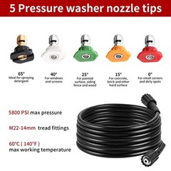 FENG PAI Pressure Washer Gun with 15in Extension Wand & 25FT Hose, 5 Nozzle T…