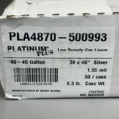 PLATINUM PLUS (50 PACK) 40-45 Gallon Black Trash Bags 39”x46” Model: PLA4870-500