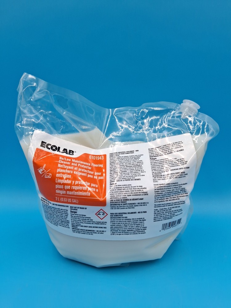 1 Bag Ecolab 6101943 No/Low Maintenance Flooring Cleaner & Protector 2L