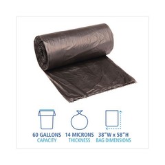 Boardwalk Can Liners, 60 gal, 14 mic, 38″ x 58″, 25 Bags/Roll, 8 Rolls/Carton