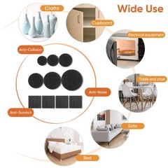 Furniture Pads 300 Pieces Felt Premium Huge Pack, Black, Black