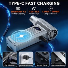 Compressed Air Duster – 160,000RPM Electronic Air Duster with LED Light, 4-Ge…