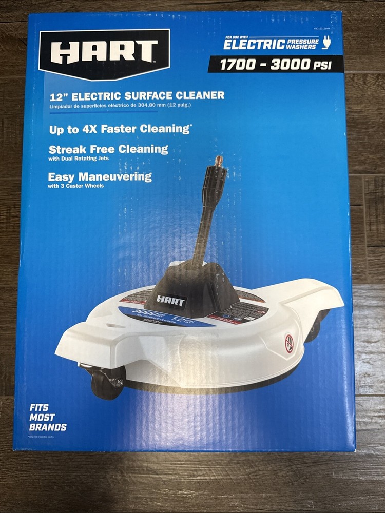 HART 12 in. 3000PSI Electric Pressure Washer Surface Cleaner with Casters NEW