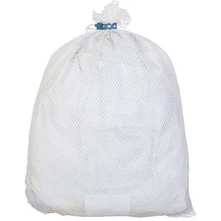 Rubber Closure, Light Weight Mesh Polyester, Laundry Bag, White, Ni245465