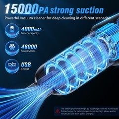 Ihe Car Vacuum Cleaner 15000Pa Handheld Cordless Rechargeable Wet Dry Vacuum