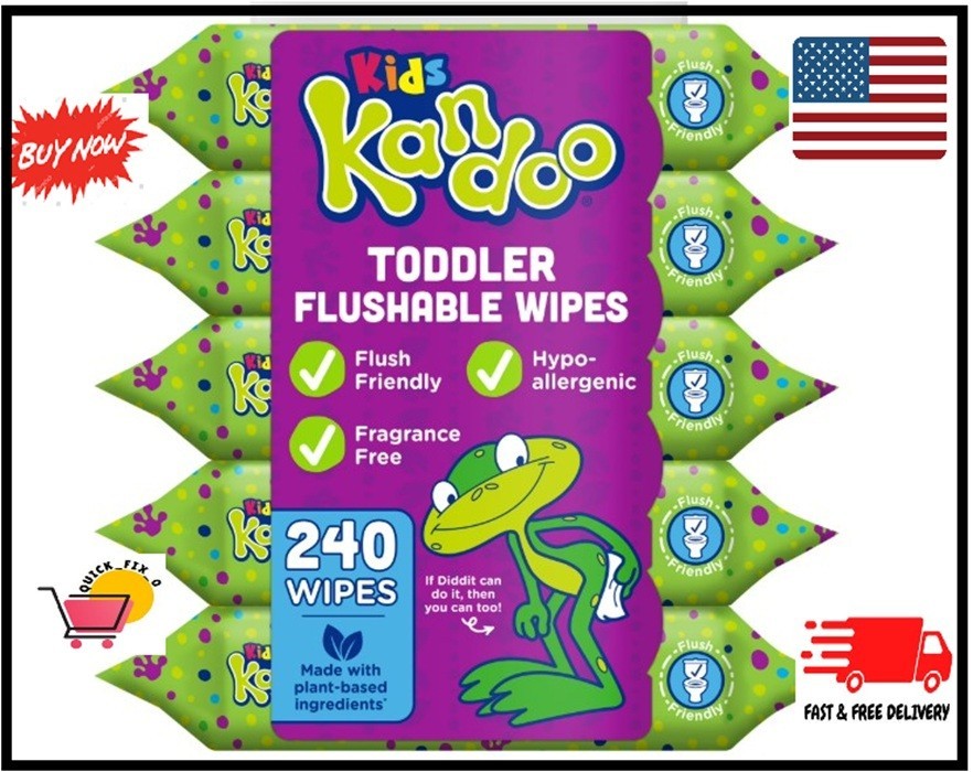 Kids Sensitive Flushable Cleansing Wet Wipes Potty Training Aid 240 Wipes