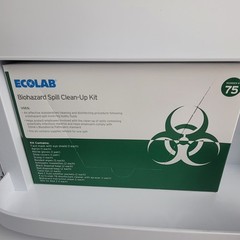 Ecolab Biohazard Response Spill Clean Up Kit & Wall Mount Cabinet -Needs Bracket