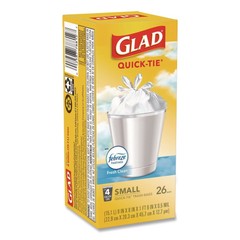 Glad 78812 8″ x 18″ 4 gal Small Trash Bags – Wht Febreze Fresh Clean 156/CT New