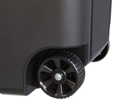 Tough 45 Gallon Wheeled Heavy Duty Plastic Garbage Can, Attached Lid, Black