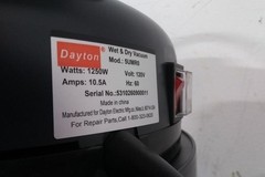 Dayton 5UMR0 1 Peak HP 120V 18 Gal Tank Size Wet/Dry Shop Vacuum