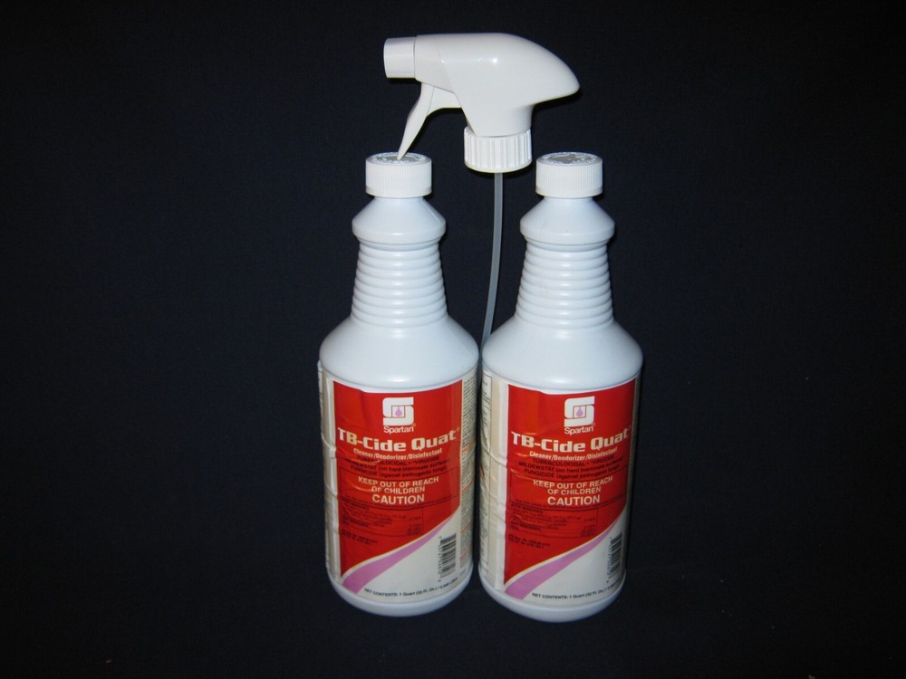 TWO {2} SPARTAN TB-CIDE QUAT QUART BOTTLES NON-ACID CLEANER–FREE SHIP-BIN 7