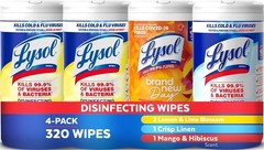Lysol Disinfecting Wipes 4 Pack | Multi-Surface All-Purpose Cleaner 320 Count