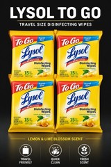 To Go Lysol Disinfecting Wipes Lot Of 4